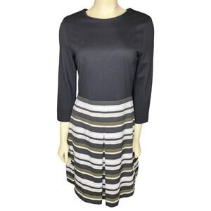 Hobbs London 3/4 Sleeve Dress Striped Skirt